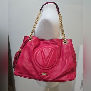 Valentino By Mario Valentino Verra Signature Leather Shoulder Bag NWT Red